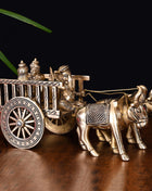 Brass Ganesha Double Bullock Cart (5.8 Inch)