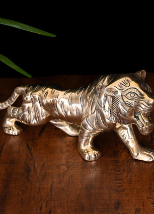Brass Fierce Roaring Tiger Statue (7.2 Inch)