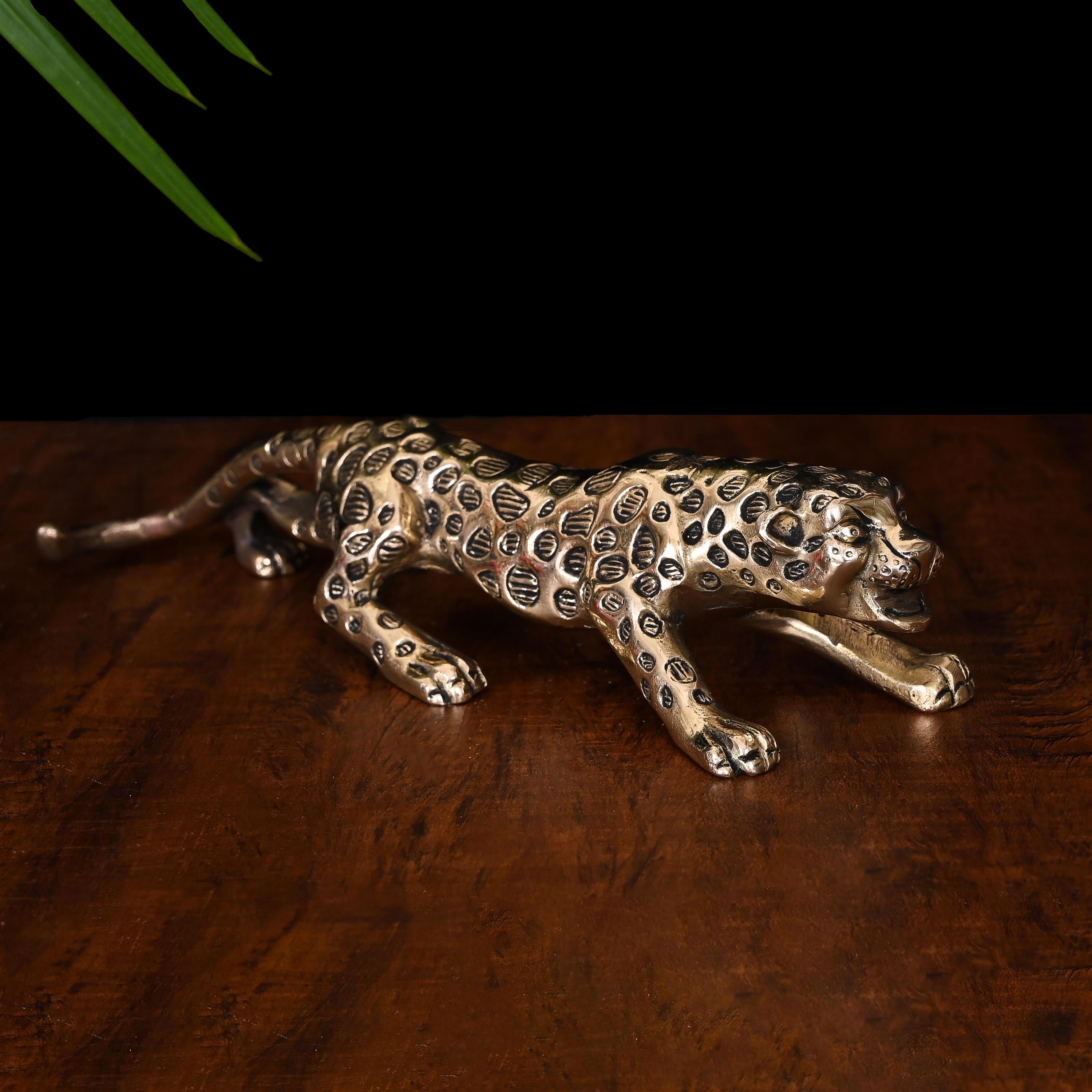 Brass Leaping Leopard Figurine – Vedansh Craft