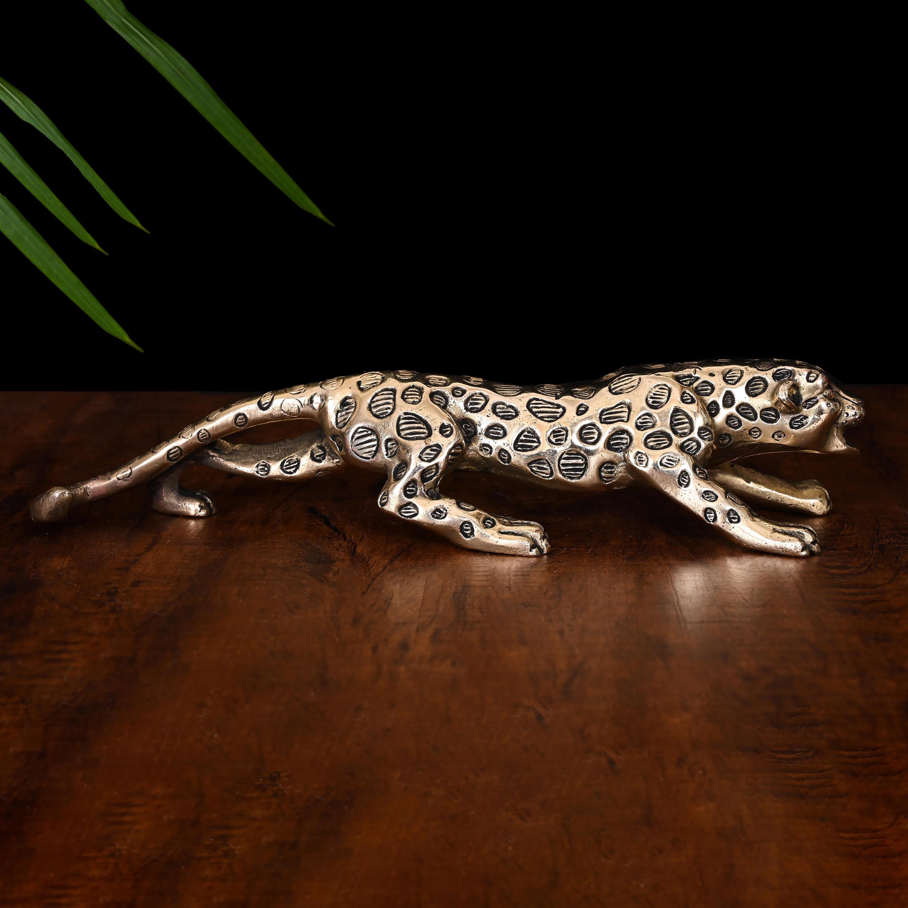Brass Leaping Leopard Figurine – Vedansh Craft