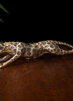 Brass Leaping Leopard Figurine (2 Inch)