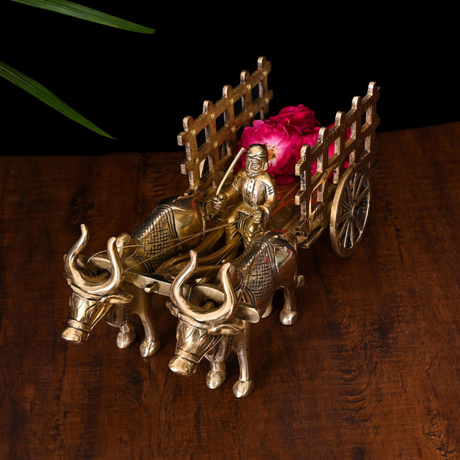Brass Double Bullock Cart (6 Inch)