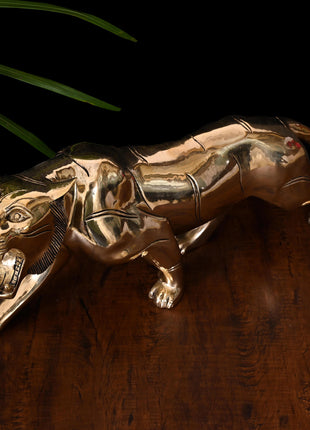 Brass Fierce Roaring Tiger Statue (7.5 Inch)