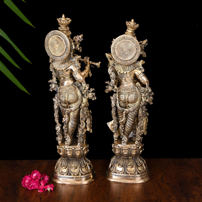 Brass Radha Krishna Statue Set (30 Inch)