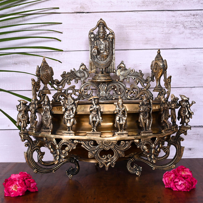 Brass Traditional Dashavatara /Vishnu Avatar Urli (16.5 Inch)