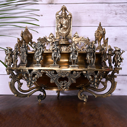 Brass Traditional Dashavatara /Vishnu Avatar Urli (16.5 Inch)