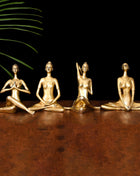 Brass Yoga Lady Statue Set (7.5 Inch)