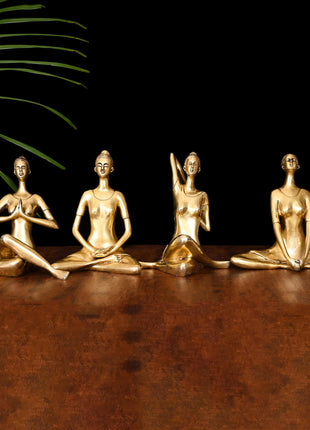 Brass Yoga Lady Statue Set (7.5 Inch)