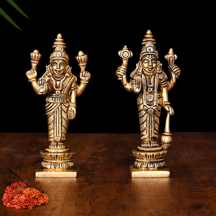 Brass Vishnu Lakshmi Set (5 Inch)