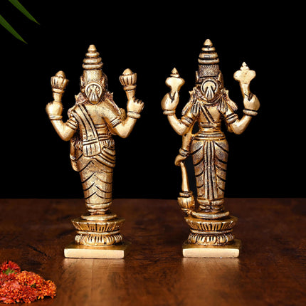Brass Vishnu Lakshmi Set (5 Inch)