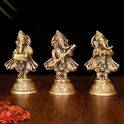 Brass Musical Ganesha Set (6 Inch)