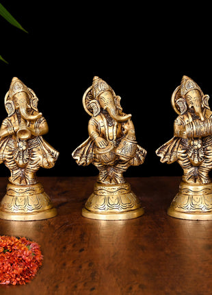 Brass Musical Ganesha Set (6 Inch)