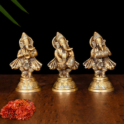 Brass Musical Ganesha Set (6 Inch)