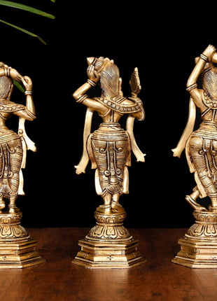 Brass Three Apsara Idol Set (9.5 Inch)