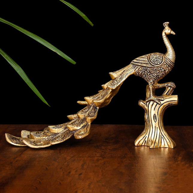 Brass Peacock Figurine (8.5 Inch)