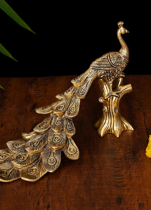Brass Peacock Figurine (8.5 Inch)