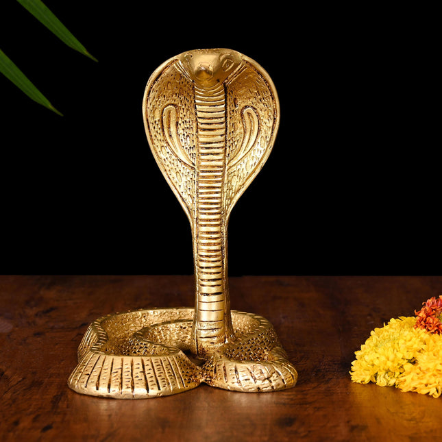 Brass Shivalinga Naaga Figurine (7 Inch)
