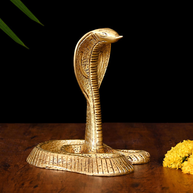 Brass Shivalinga Naaga Figurine (7 Inch)
