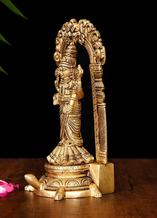 Brass Tirupati Balaji/Venkateshwar Idol On Tortoise (8 Inch)