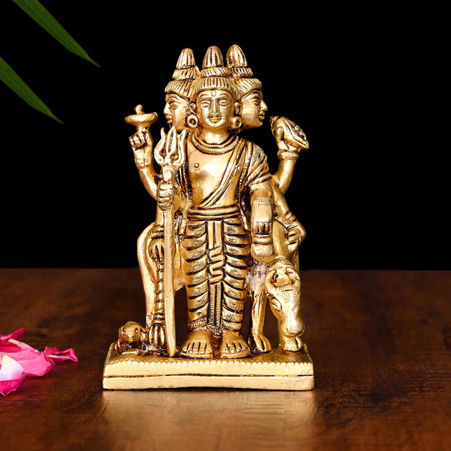 Brass Lord Dattatreya Idol (4.5 Inch)