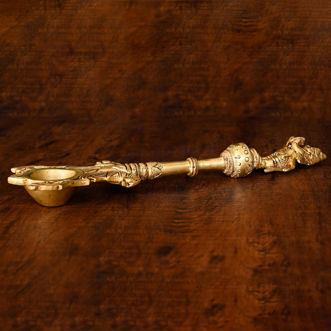 Brass Garuda Ahuti Spoon (10.5 Inch)