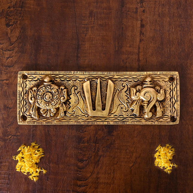 Brass Shankh Chakra Namah Wall Hanging