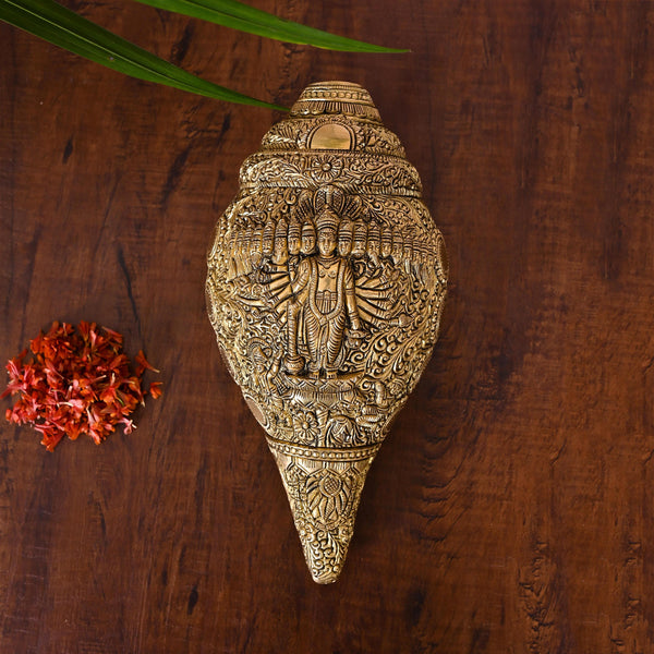 Brass Vishwaroopam Vishnu Conch (9.5 Inch)