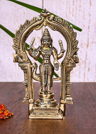 Brass Lord Murugan/Kartikeya Frame Idol (6.5 Inch)