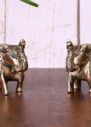 Brass Elephant Statue Pair (3.5 Inch)