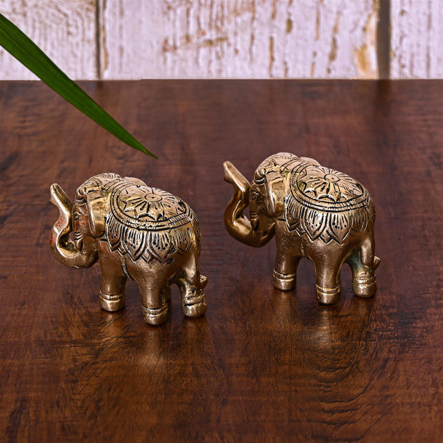 Brass Elephant Statue Pair (2.2 Inch)
