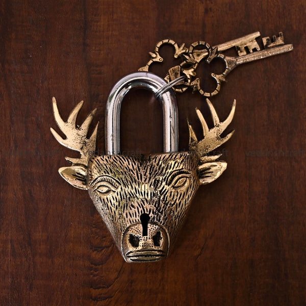 Brass Deer Face Door Lock (4.5 Inch)