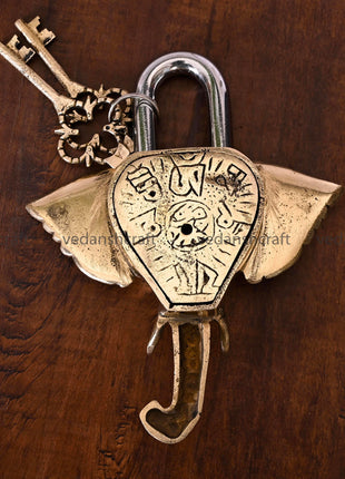 Brass Ganesha Face Door Lock (7 Inch)