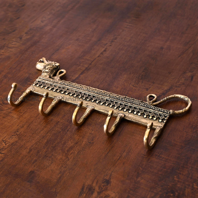 Brass Lion Wall Key Hanger (4.5 Inch)