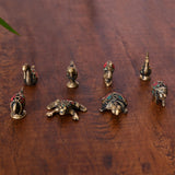 Brass Stone Work Animal Figurine Incense Holder Set