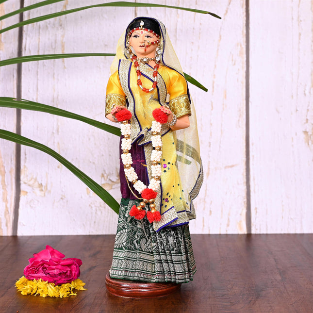 Handmade Rajasthani Bridal Doll In Banarasi Saree (10.5 Inch)