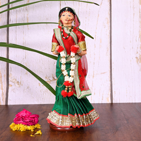 Handmade Rajasthani Bridal Doll In Banarasi Saree (10.5 Inch)
