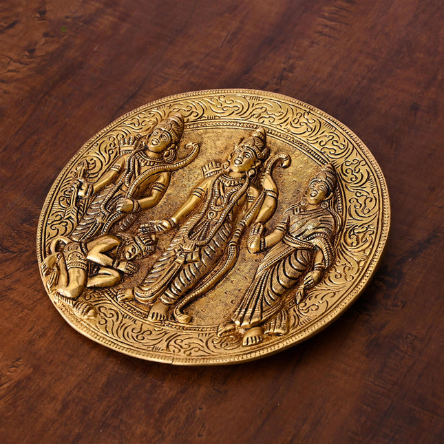 Brass Ram Darbar Wall Hanging Plate (8 Inch)