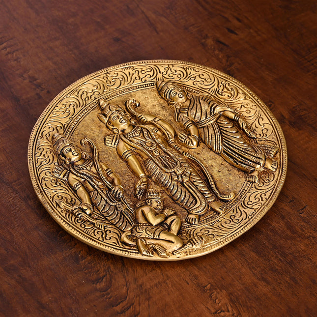 Brass Ram Darbar Wall Hanging Plate (8 Inch)