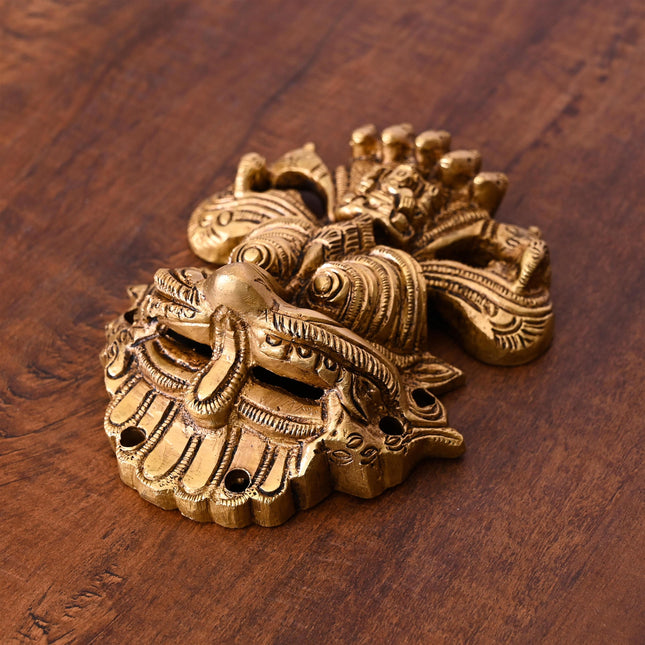 Brass Superfine Yali Face Wall Hanging (5.5 Inch)