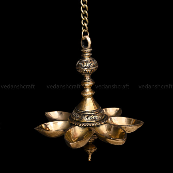 Brass Seven Petal Wall Hanging Diya (29.5 Inch)