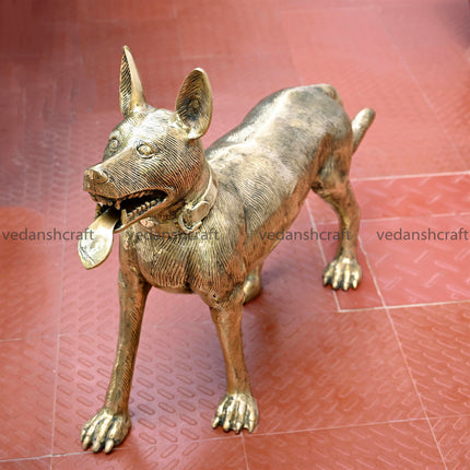 Brass Majestic Dog Figurine (24.5 Inch)
