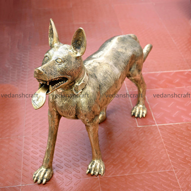 Brass Majestic Dog Figurine (24.5 Inch)