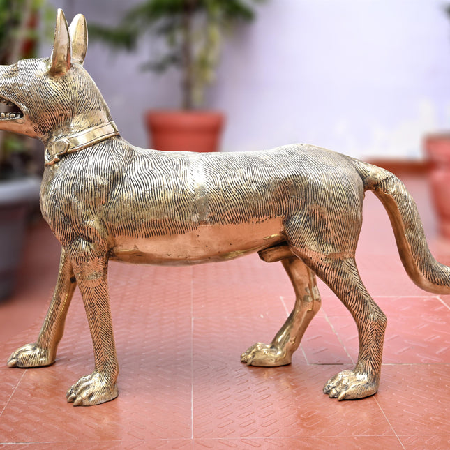 Brass Majestic Dog Figurine (24.5 Inch)