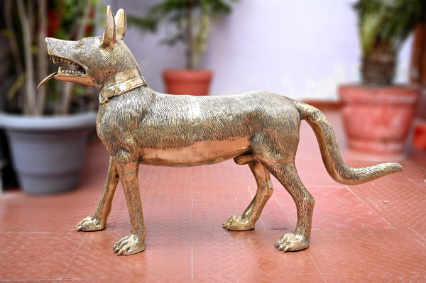 Brass Majestic Dog Figurine (24.5 Inch)