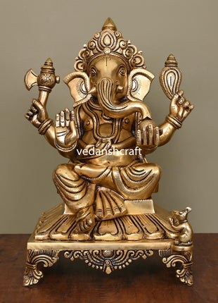 Brass Superfine Lord Ganesha Idol (13.8 Inch)