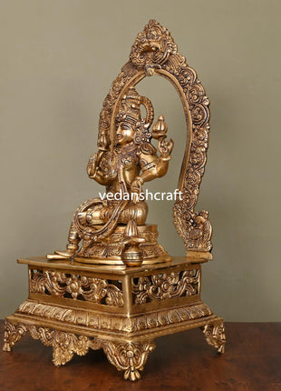 Brass Superfine Lakshmi On Throne (20.5 Inch)