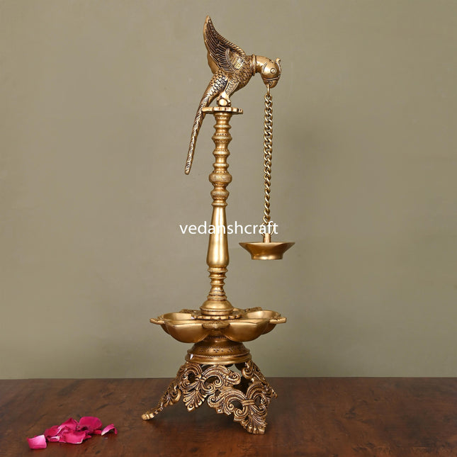 Brass Superfine Parrot Long Lamp (21 Inch)