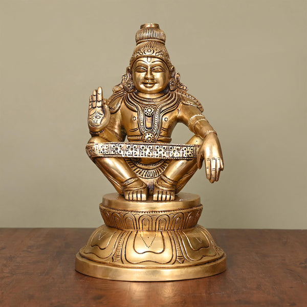 Brass Lord Ayyappa/Ayyappan Superfine Idol (9.5 Inch)