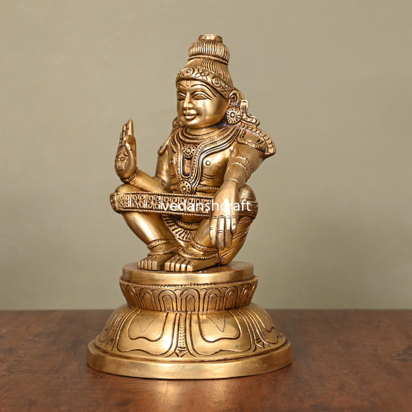 Brass Lord Ayyappa/Ayyappan Superfine Idol (9.5 Inch)