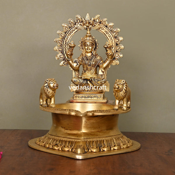 Brass Lakshmi Vilaku Diya/Lamp (10 Inch)